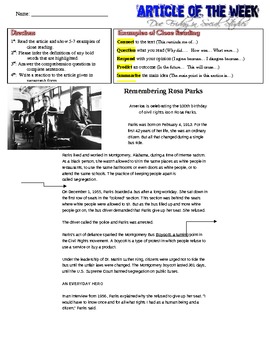 Preview of Rosa Parks Article of the Week