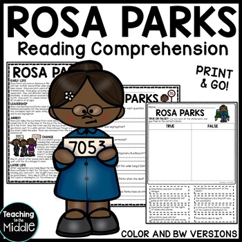 Preview of Rosa Parks Biography Reading Comprehension Worksheet Black History Civil Rights