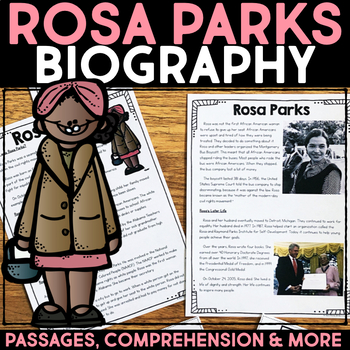Preview of Rosa Parks Biography Research, Reading Passage, Templates - Black History Month