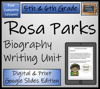 Preview of Rosa Parks Biography Writing Unit Digital & Print | 5th Grade & 6th Grade