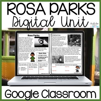 Preview of Rosa Parks Black History DIGITAL Distance Learning Unit for GOOGLE Classroom
