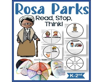 Preview of Rosa Parks + Black History Month Activity Circle Book + Reading Comprehension