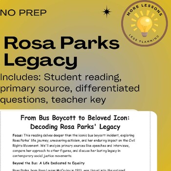 Preview of Rosa Parks' Bus Boycott: Civil Rights Reading Comprehension Worksheet
