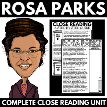 Preview of Rosa Parks Close Reading Activities - Black History Month - Racial Segregation