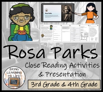 Preview of Rosa Parks Close Reading Comprehension Activity | 3rd Grade & 4th Grade