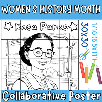 Preview of Rosa Parks Collaborative Coloring Poster Activities, Women's History Month