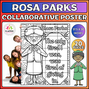 Preview of Rosa Parks Collaborative Coloring Poster for Black & Women's History Months
