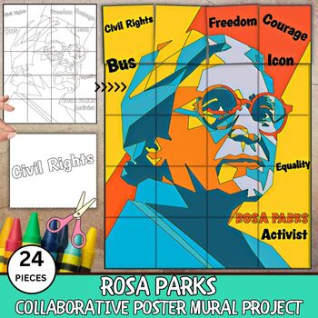 Preview of Rosa Parks Collaborative Poster Women's & Black History Month - Teamwork - Craft