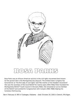 Preview of Rosa Parks Coloring Page