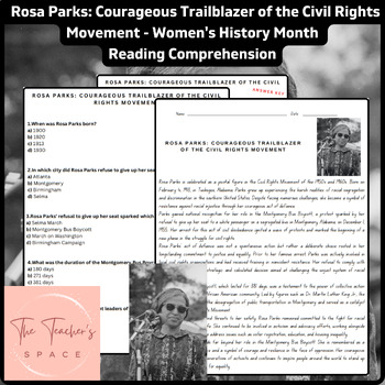 Preview of Rosa Parks: Courageous Trailblazer of the Civil Rights Movement - Reading Passag