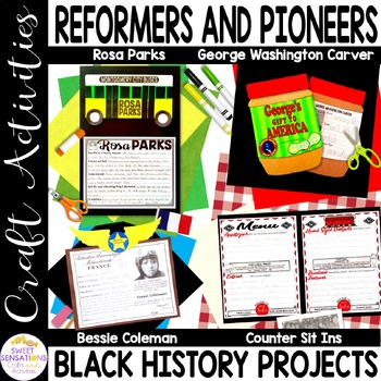 Preview of Rosa Parks Bus Craft George Washington Carver Craft Bessie Coleman Activity