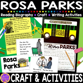 Preview of Rosa Parks Kindergarten Bus Craft Womens History Month Biography Report 