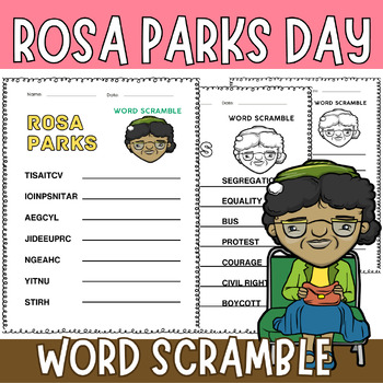 Preview of Rosa Parks Day Word Scramble - Rosa parks activities (Answer Key Included)