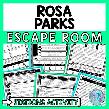 Preview of Rosa Parks Escape Room Stations - Reading Comprehension Activity - Civil Rights