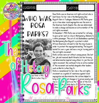Preview of Rosa Parks | History | Reading Passage + Worksheet + Keys | Social Studies