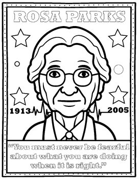Preview of Rosa Parks Inspirational Quote Coloring Page Black - Women’s History Month