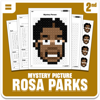 Preview of Rosa Parks Math Mystery Picture - Grade 2 Operations - Black History Month