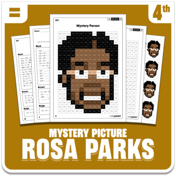 Preview of Rosa Parks Math Mystery Picture - Grade 4 Operations - Black History Month
