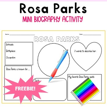 Preview of Rosa Parks Mini Biography Writing Activity (Black History Month/Women's History)