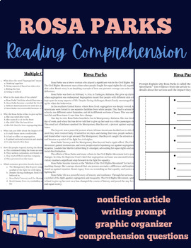 Preview of Rosa Parks - Nonfiction Article with Writing Prompt and Digital Resources