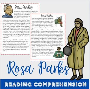 Preview of Rosa Parks Reading Comprehension Biography