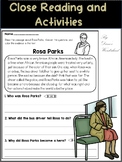 Rosa Parks Reading Comprehension Passage and Activities