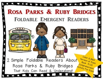 Preview of Rosa Parks & Ruby Bridges Foldable Emergent Readers ~Color & B&W~ 4 Books Total!