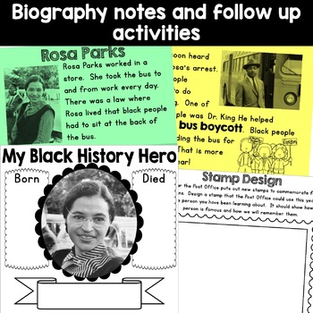 rosa parks black history simple reading activity for