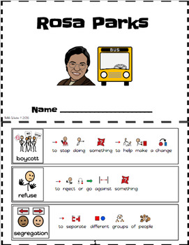 Preview of Rosa Parks Unit Modified with Picture Symbol Text Support (Special Education)