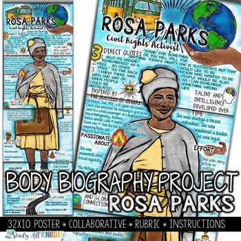 Preview of Rosa Parks, Women's History Month, Civil Rights Activist, Body Biography Project
