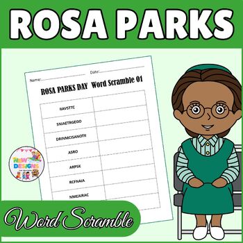 Preview of Rosa Parks Word Scramble  Activity / Printable Worksheets For Kids