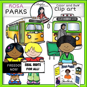 rosa parks clip art color and bw 25 itemsartifex  tpt