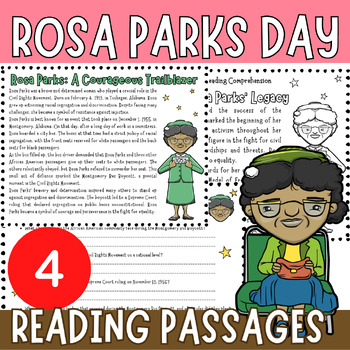 Preview of Rosa Parks day Reading Comprehension Passage and Questions: Black history month