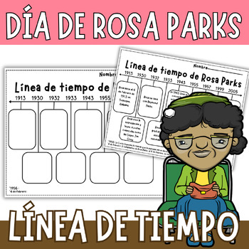 Preview of Rosa parks Day Línea de tiempo - Spanish Black History Month Activities
