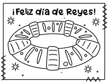 Preview of Rosca de Reyes Magos para colorear / Tree Kings Day colouring page