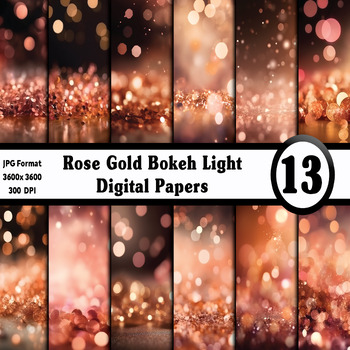 Preview of Rose Bokeh Light Digital Paper Pack - 13 Different Backgrounds Clip Art