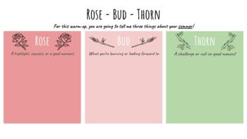 Preview of Rose, Bud, Thorn Assessment Tool / Warm-up