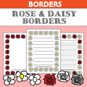 Preview of Rose & Daisy Borders- No Lines, Lined & Primary Lined Paper- Mother's Day Spring