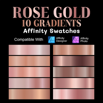 Preview of Rose Gold Gradient Swatches Palette - 10 Gradient Colors, Affinity Designer