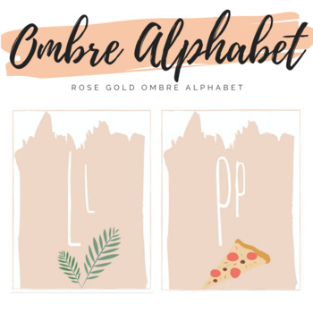 Preview of Rose Gold Ombre Alphabet Cards