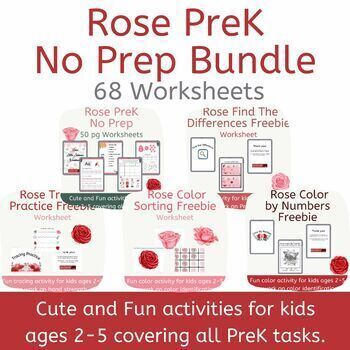 Preview of Morning Work Bundle with Rose Decor and Vocab for Preschool and Kindergarten