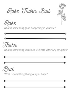 Preview of Rose, Thorn, Bud Reflection Activity