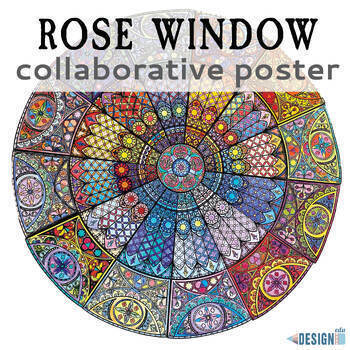 Preview of Rose Window Collaborative Poster Coloring Art Activity Printable Worksheets