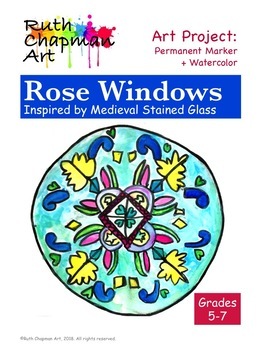 Preview of Rose Windows Inspired by Medieval Stained Glass: Art Lesson for Grades 5-7