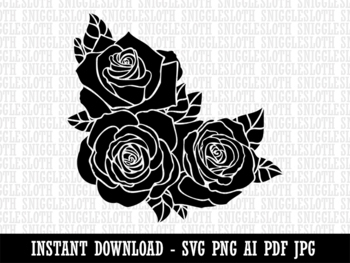 Roses Corner Frame Border Clipart Instant Digital Download AI PDF