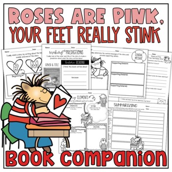 Preview of Roses are Pink Your Feet Really Stink Valentine Printable No Prep Book Companion