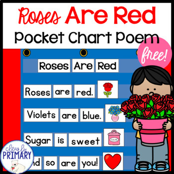 Preview of Roses are Red Nursery Rhyme Pocket Chart | Poem & Craft | Valentine's Day | FREE