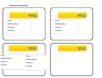 Preview of Rosetta Stone Sign-On Cards (For students who can't keep track)