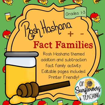 Preview of Rosh Hashana Addition & Subtraction Fact Families