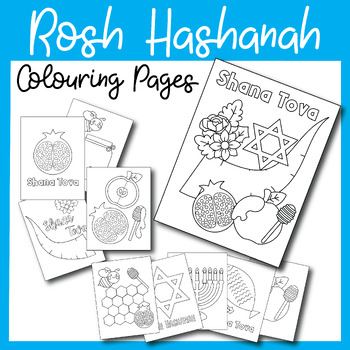 Preview of Rosh Hashanah Colouring Pages | Shana Tova Jewish New Year | Yom Kippur Activity